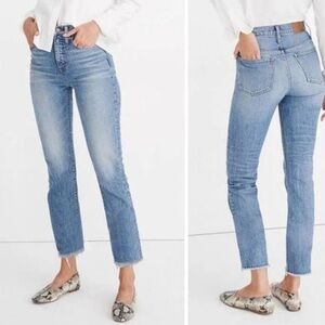 Madewell The Perfect Vintage Jeans in Light Wash Raw Fray Hem Size 27